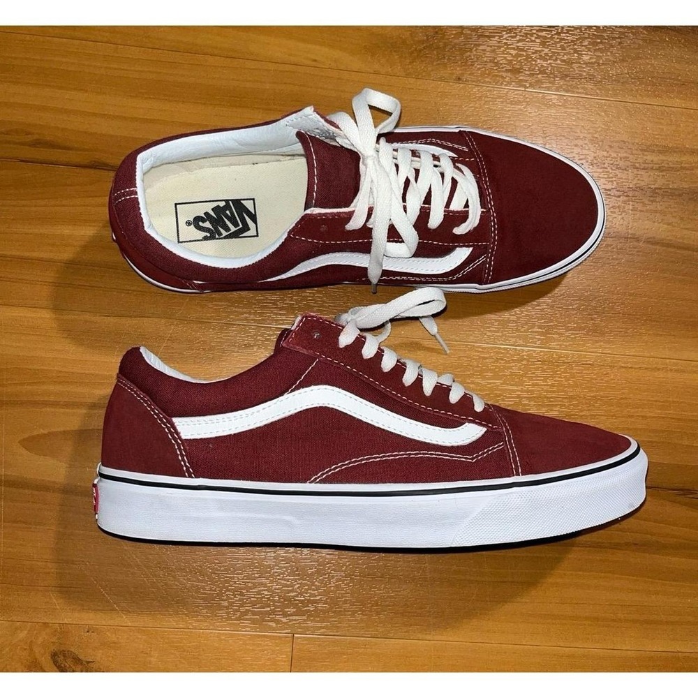 Unisex Vans Old Skool Platform Maroon White Skateboard Sneakers Shoes